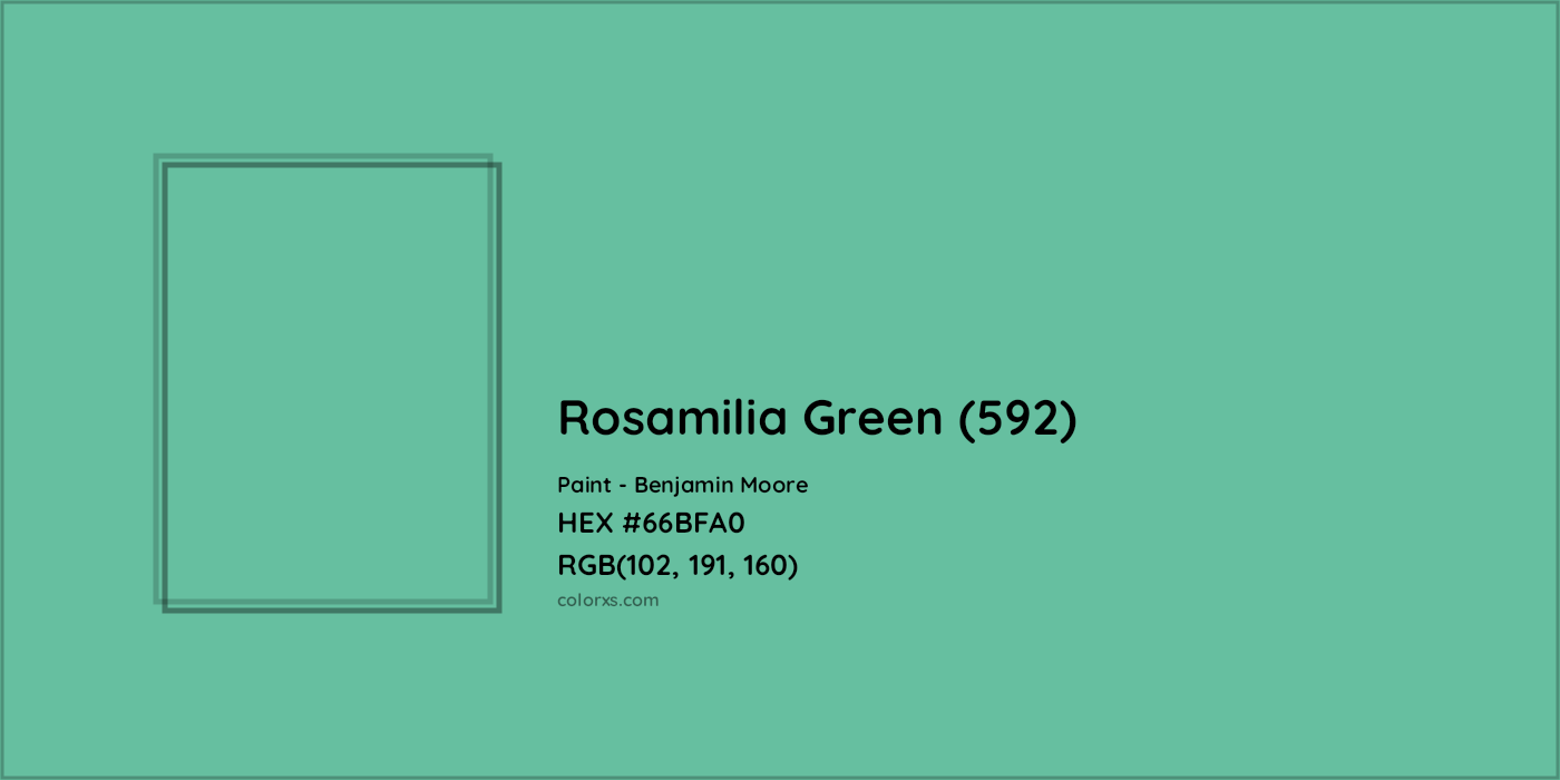 HEX #66BFA0 Rosamilia Green (592) Paint Benjamin Moore - Color Code