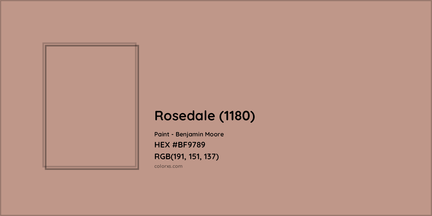 HEX #BF9789 Rosedale (1180) Paint Benjamin Moore - Color Code