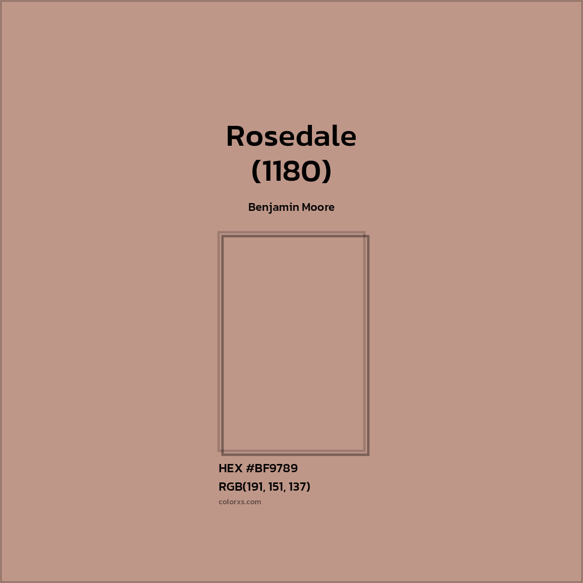 HEX #BF9789 Rosedale (1180) Paint Benjamin Moore - Color Code