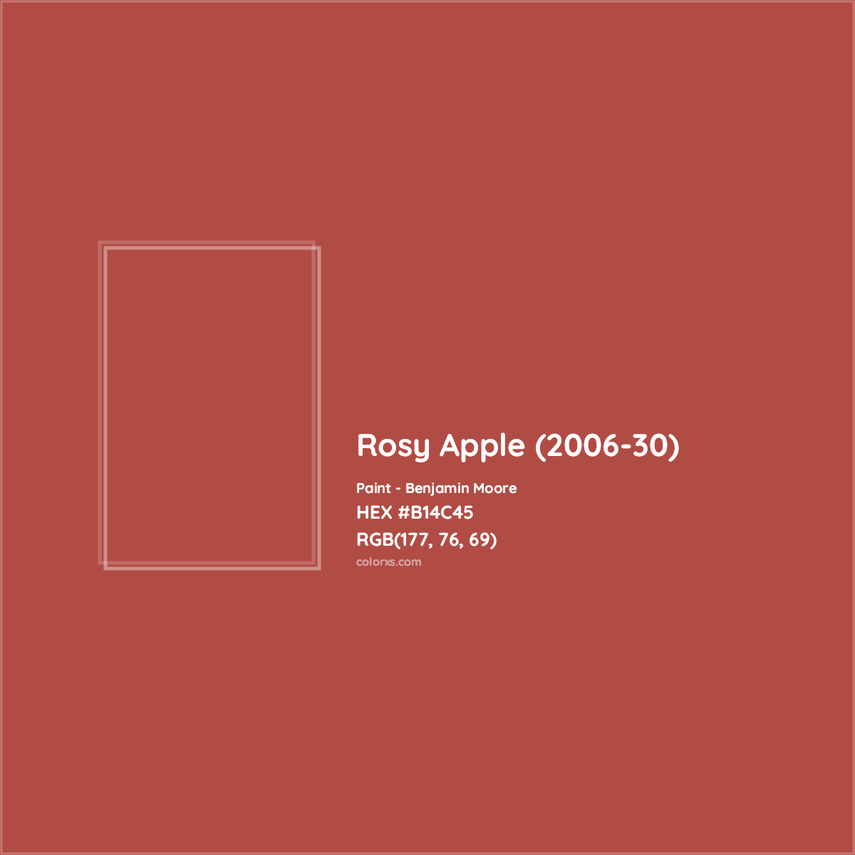 HEX #B14C45 Rosy Apple (2006-30) Paint Benjamin Moore - Color Code