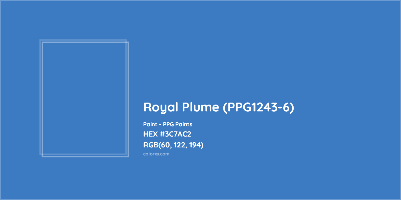 HEX #3C7AC2 Royal Plume (PPG1243-6) Paint PPG Paints - Color Code