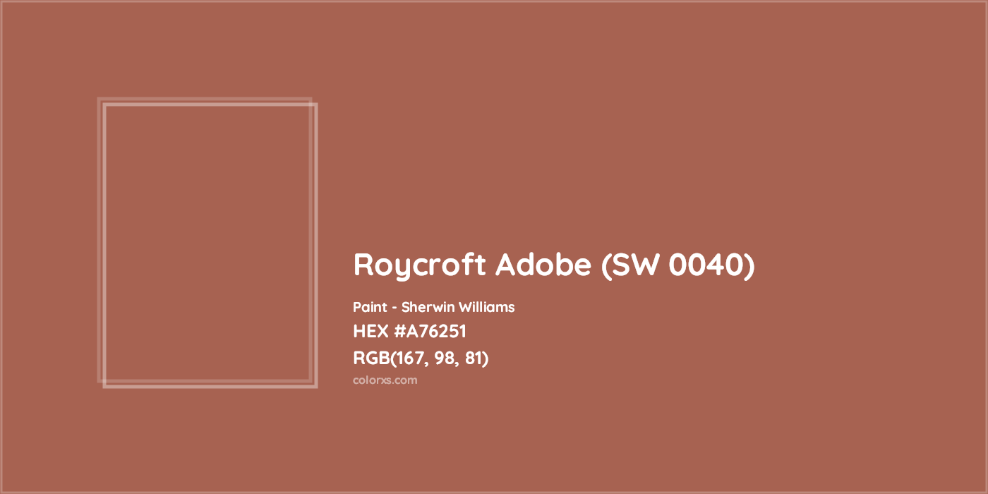 HEX #A76251 Roycroft Adobe (SW 0040) Paint Sherwin Williams - Color Code