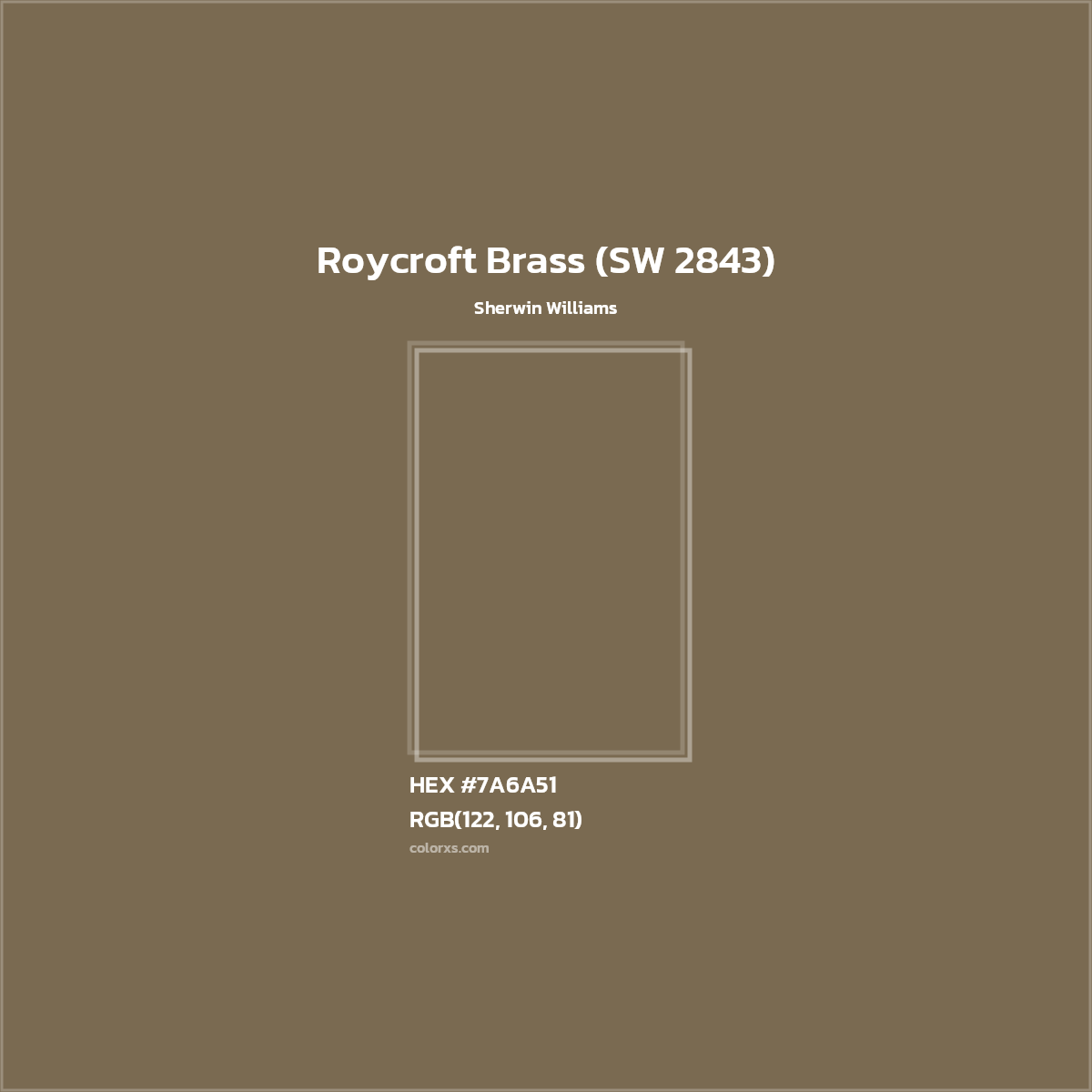 HEX #7A6A51 Roycroft Brass (SW 2843) Paint Sherwin Williams - Color Code