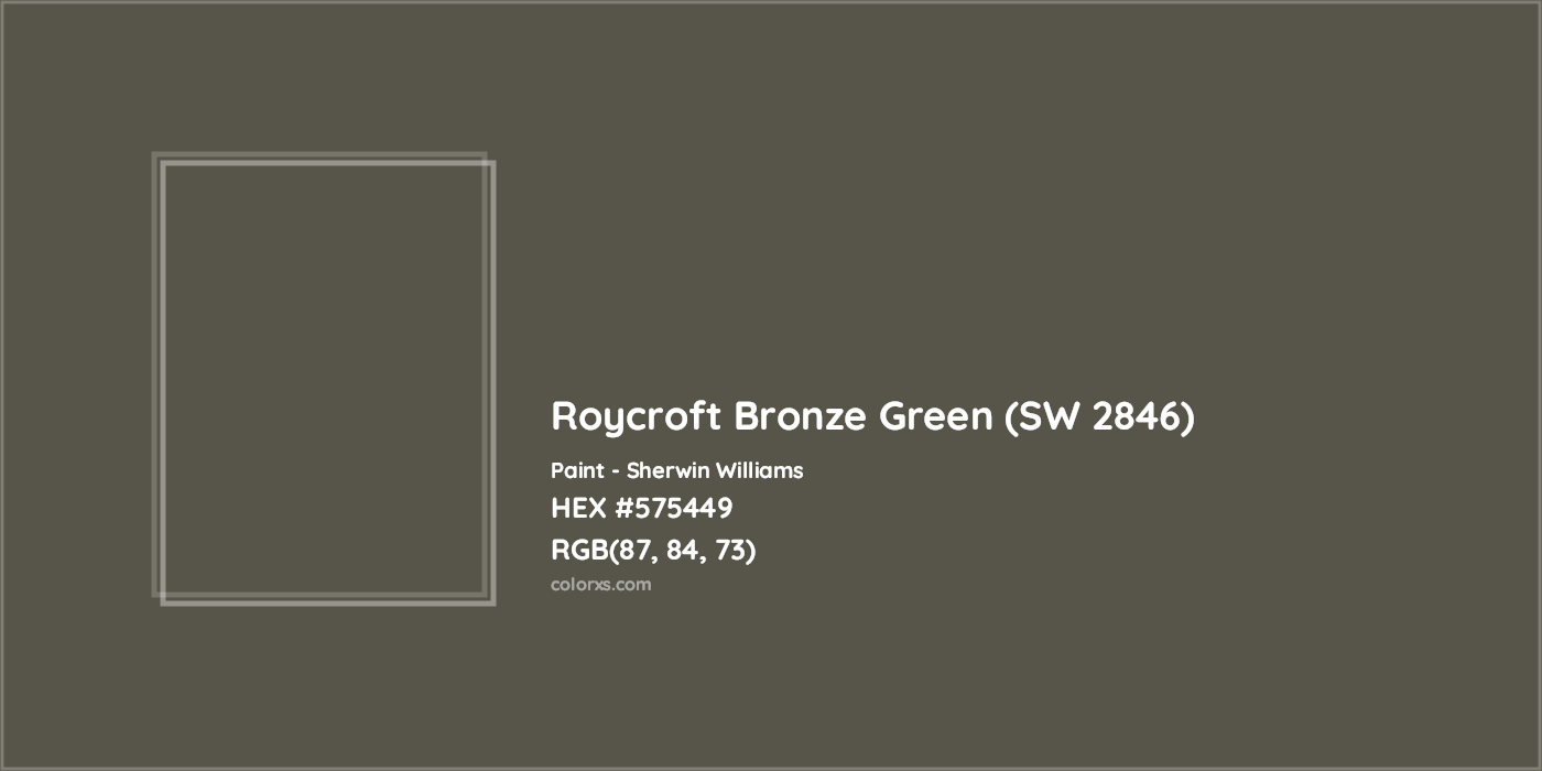 HEX #575449 Roycroft Bronze Green (SW 2846) Paint Sherwin Williams - Color Code