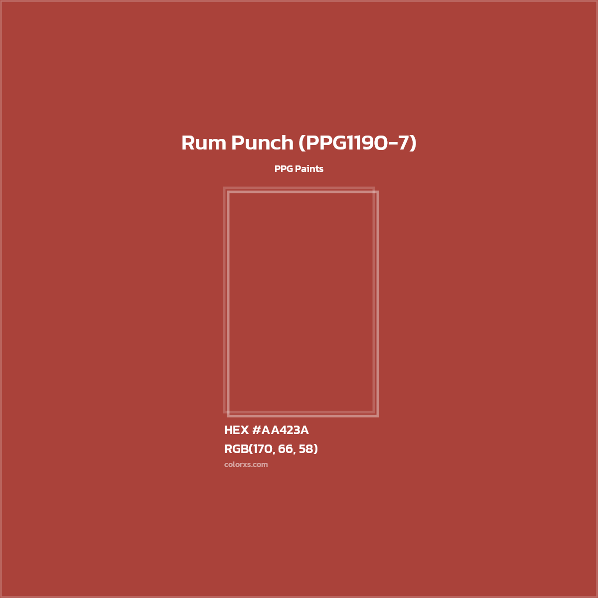 HEX #AA423A Rum Punch (PPG1190-7) Paint PPG Paints - Color Code