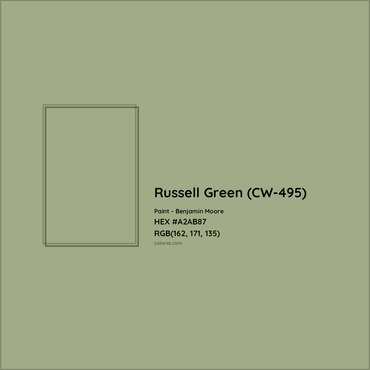 HEX #A2AB87 Russell Green (CW-495) Paint Benjamin Moore - Color Code