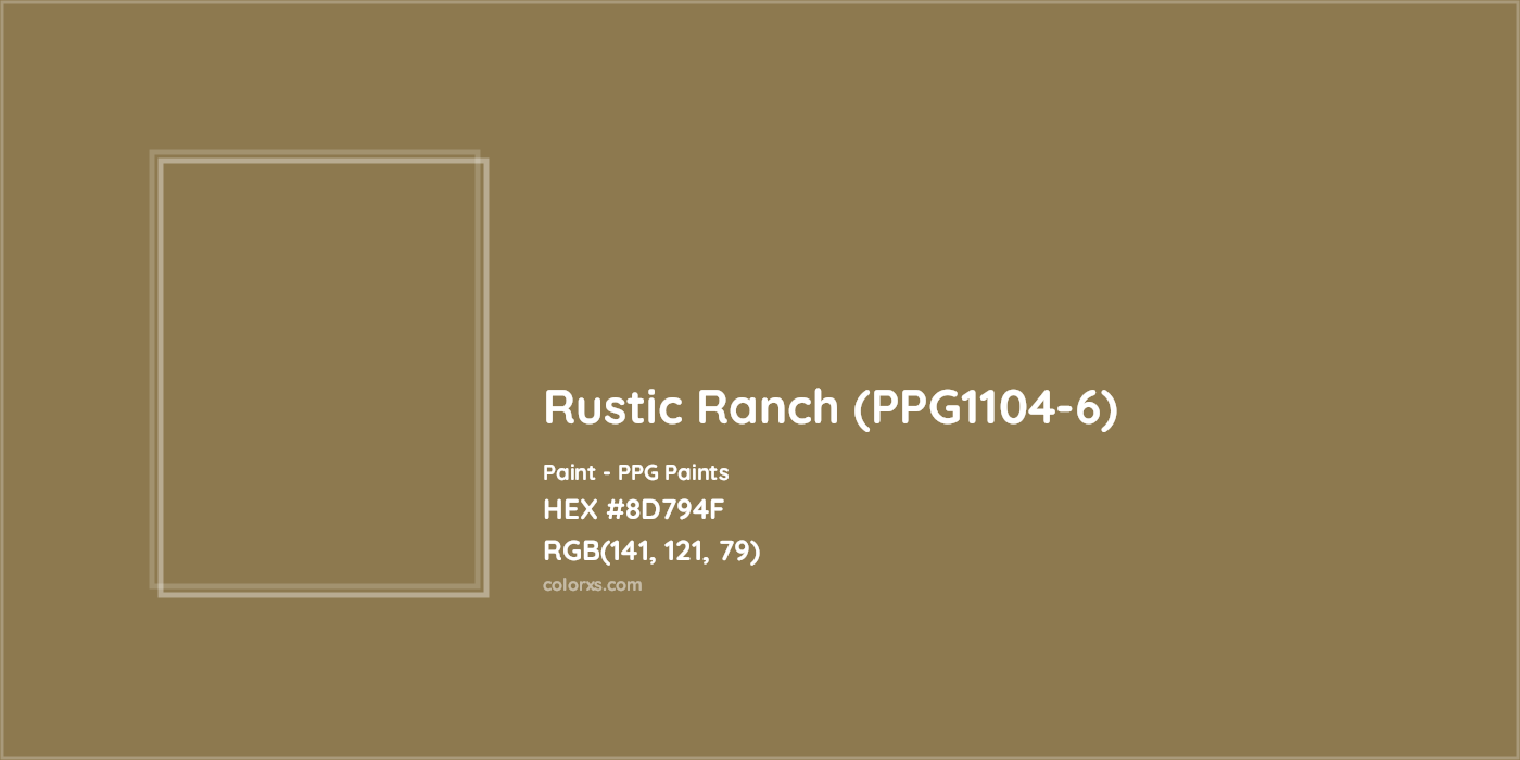 HEX #8D794F Rustic Ranch (PPG1104-6) Paint PPG Paints - Color Code