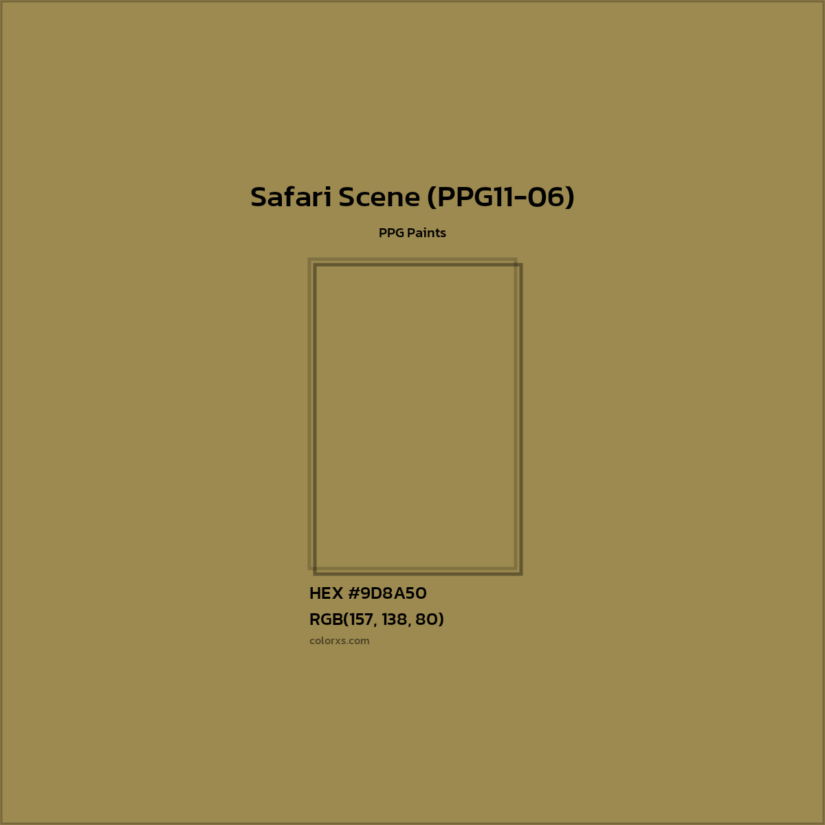 HEX #9D8A50 Safari Scene (PPG11-06) Paint PPG Paints - Color Code