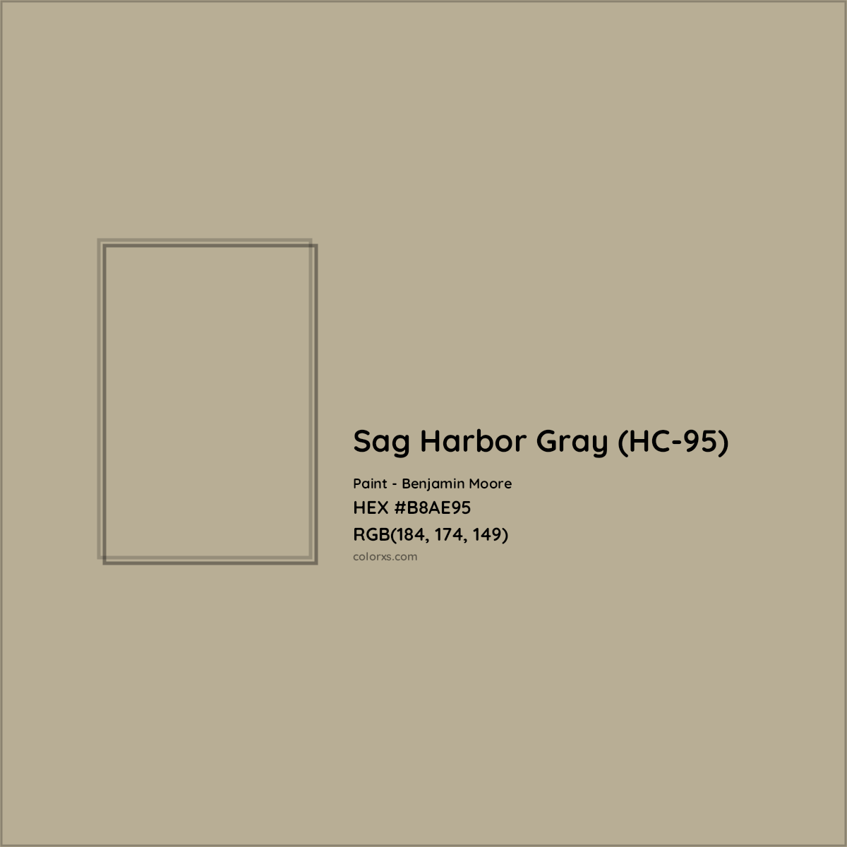 HEX #B8AE95 Sag Harbor Gray (HC-95) Paint Benjamin Moore - Color Code
