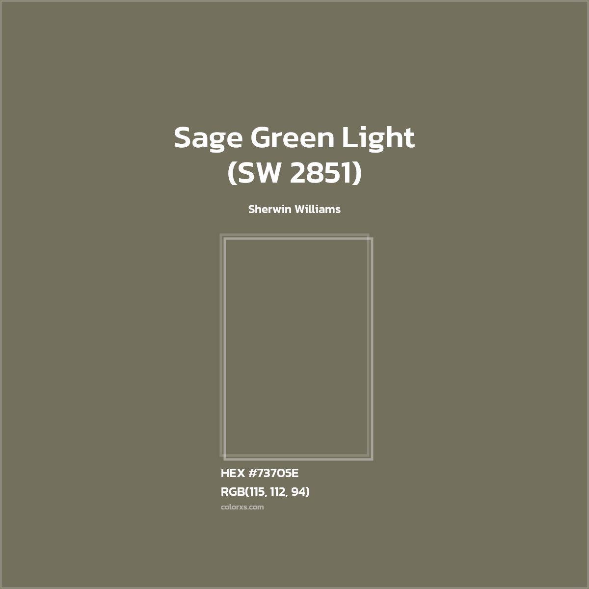 HEX #73705E Sage Green Light (SW 2851) Paint Sherwin Williams - Color Code