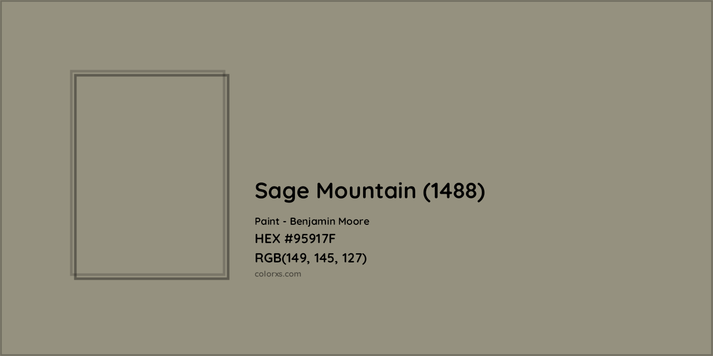 HEX #95917F Sage Mountain (1488) Paint Benjamin Moore - Color Code
