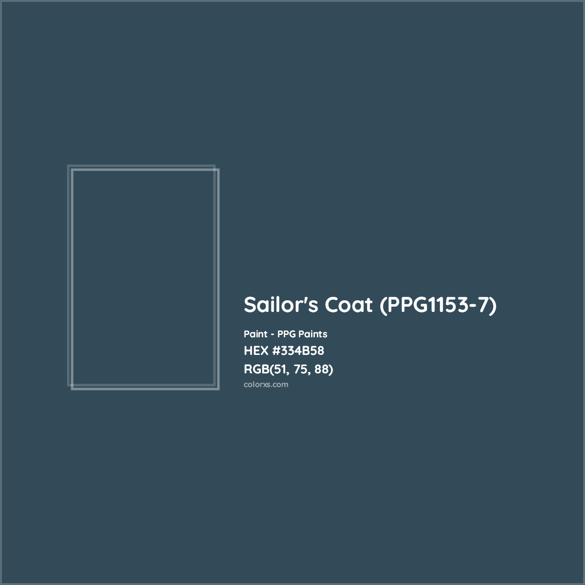 HEX #334B58 Sailor's Coat (PPG1153-7) Paint PPG Paints - Color Code