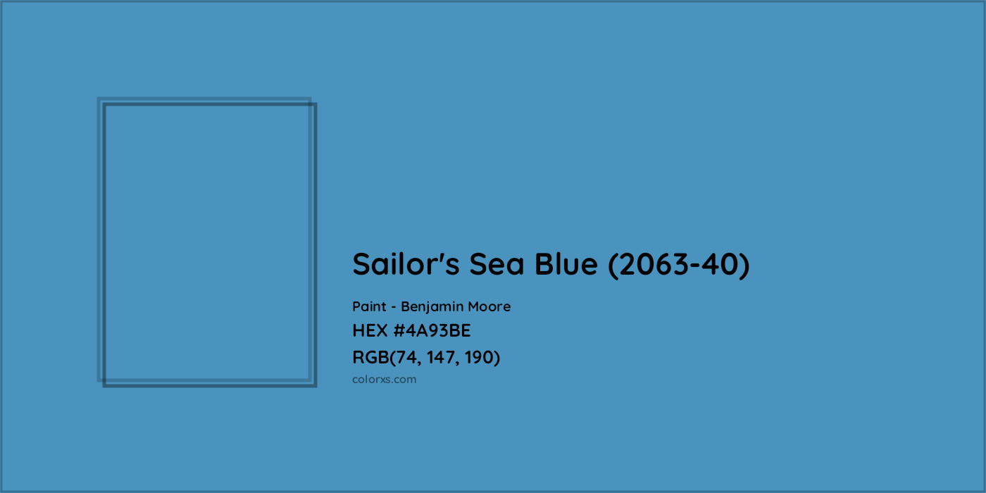 HEX #4A93BE Sailor's Sea Blue (2063-40) Paint Benjamin Moore - Color Code