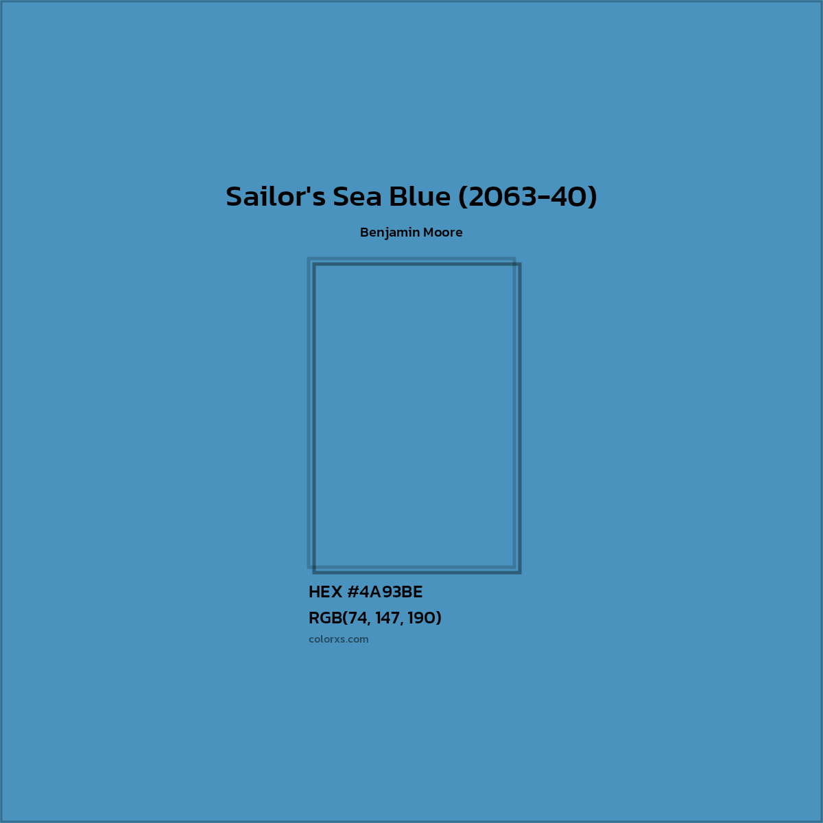 HEX #4A93BE Sailor's Sea Blue (2063-40) Paint Benjamin Moore - Color Code