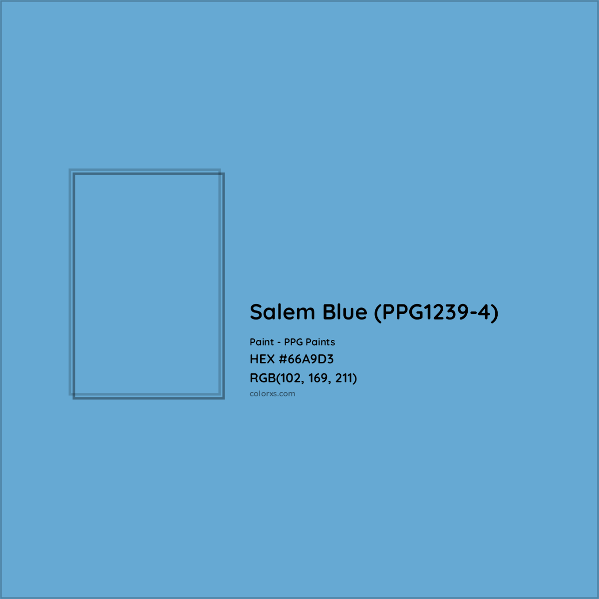 HEX #66A9D3 Salem Blue (PPG1239-4) Paint PPG Paints - Color Code