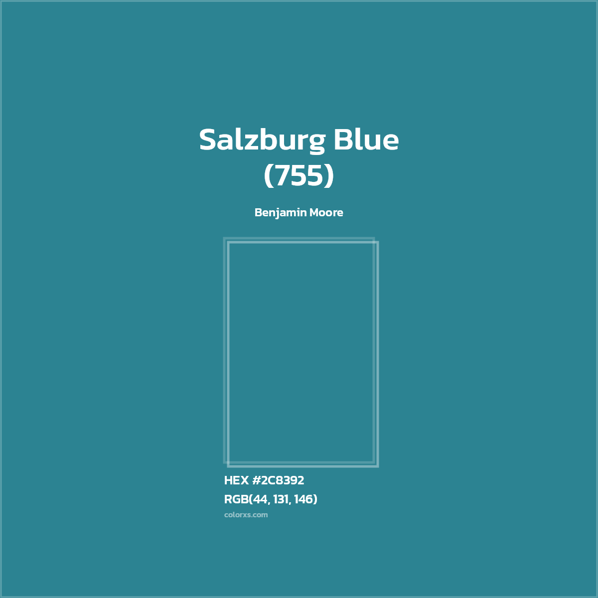 HEX #2C8392 Salzburg Blue (755) Paint Benjamin Moore - Color Code