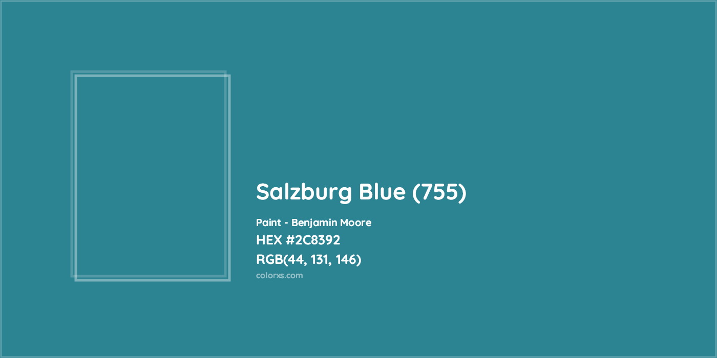 HEX #2C8392 Salzburg Blue (755) Paint Benjamin Moore - Color Code