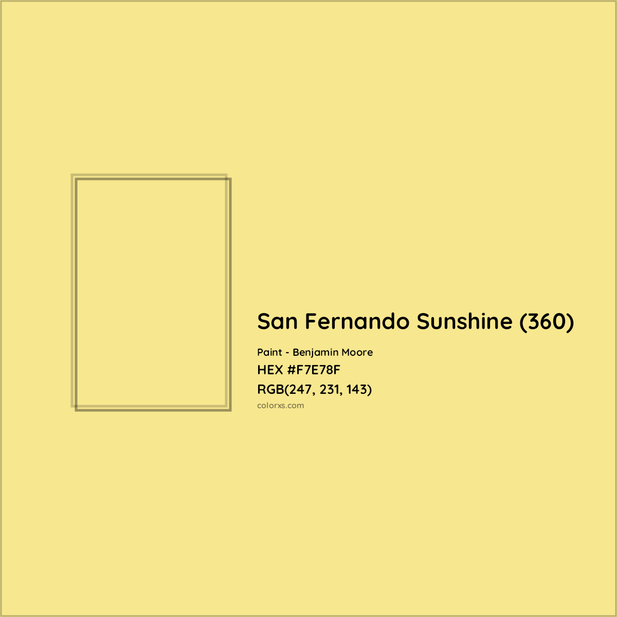 HEX #F7E78F San Fernando Sunshine (360) Paint Benjamin Moore - Color Code