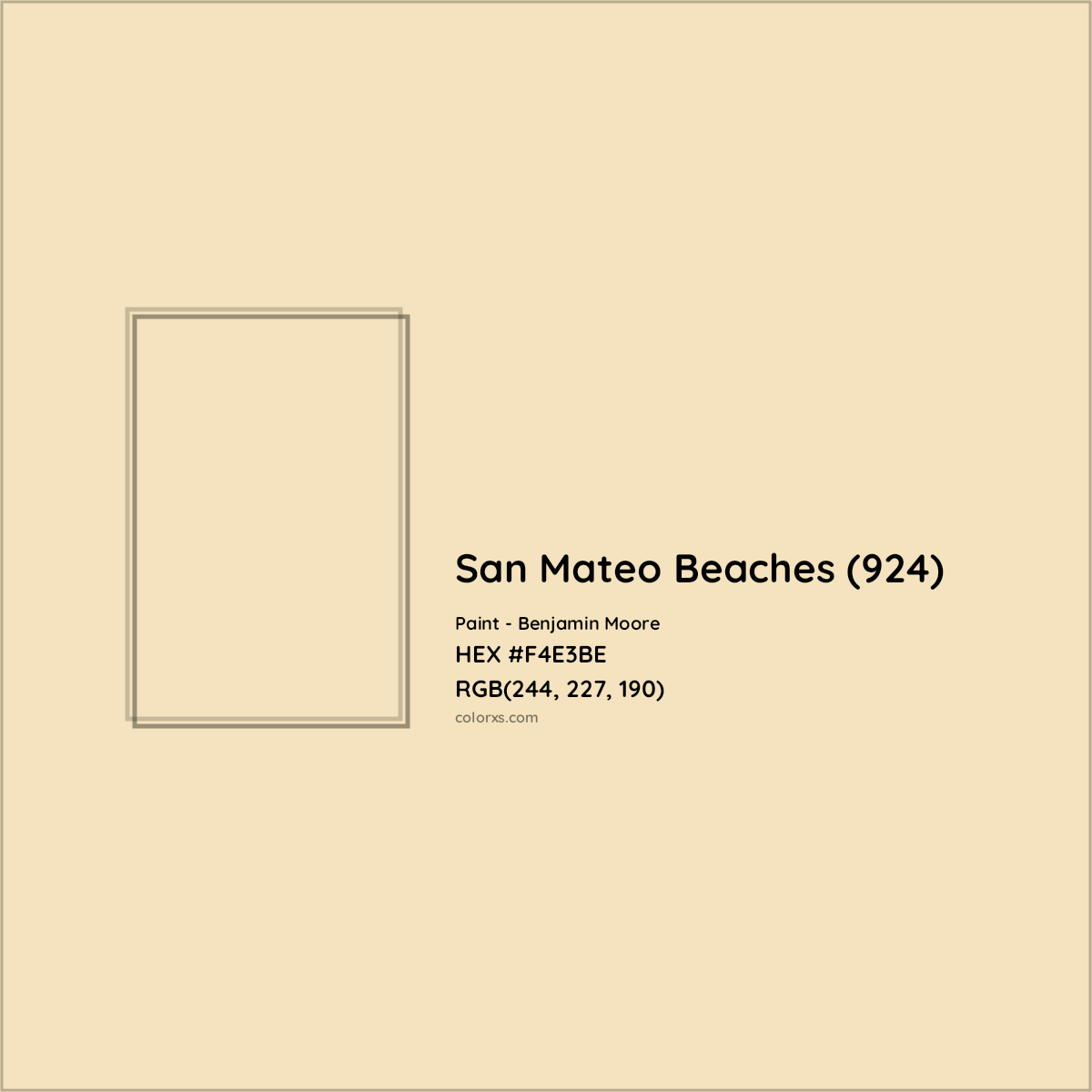 HEX #F4E3BE San Mateo Beaches (924) Paint Benjamin Moore - Color Code
