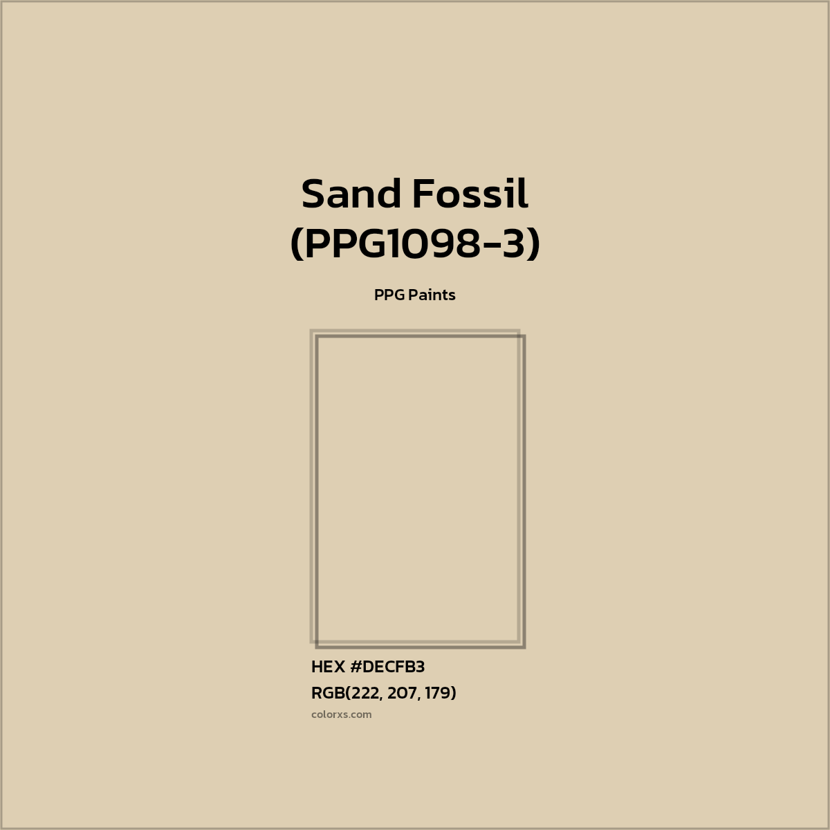 HEX #DECFB3 Sand Fossil (PPG1098-3) Paint PPG Paints - Color Code