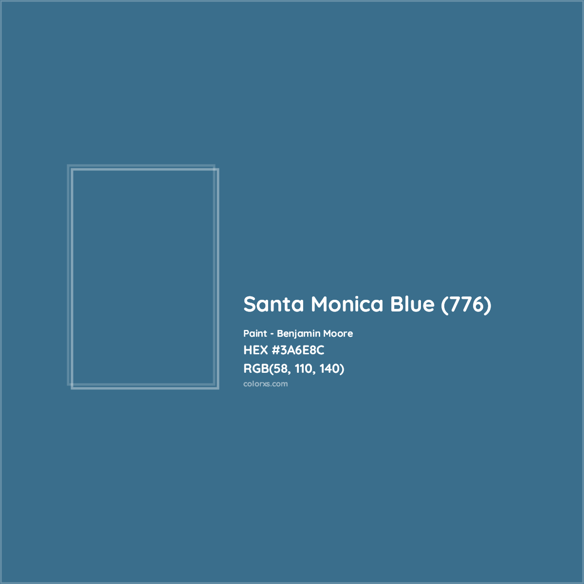 HEX #3A6E8C Santa Monica Blue (776) Paint Benjamin Moore - Color Code