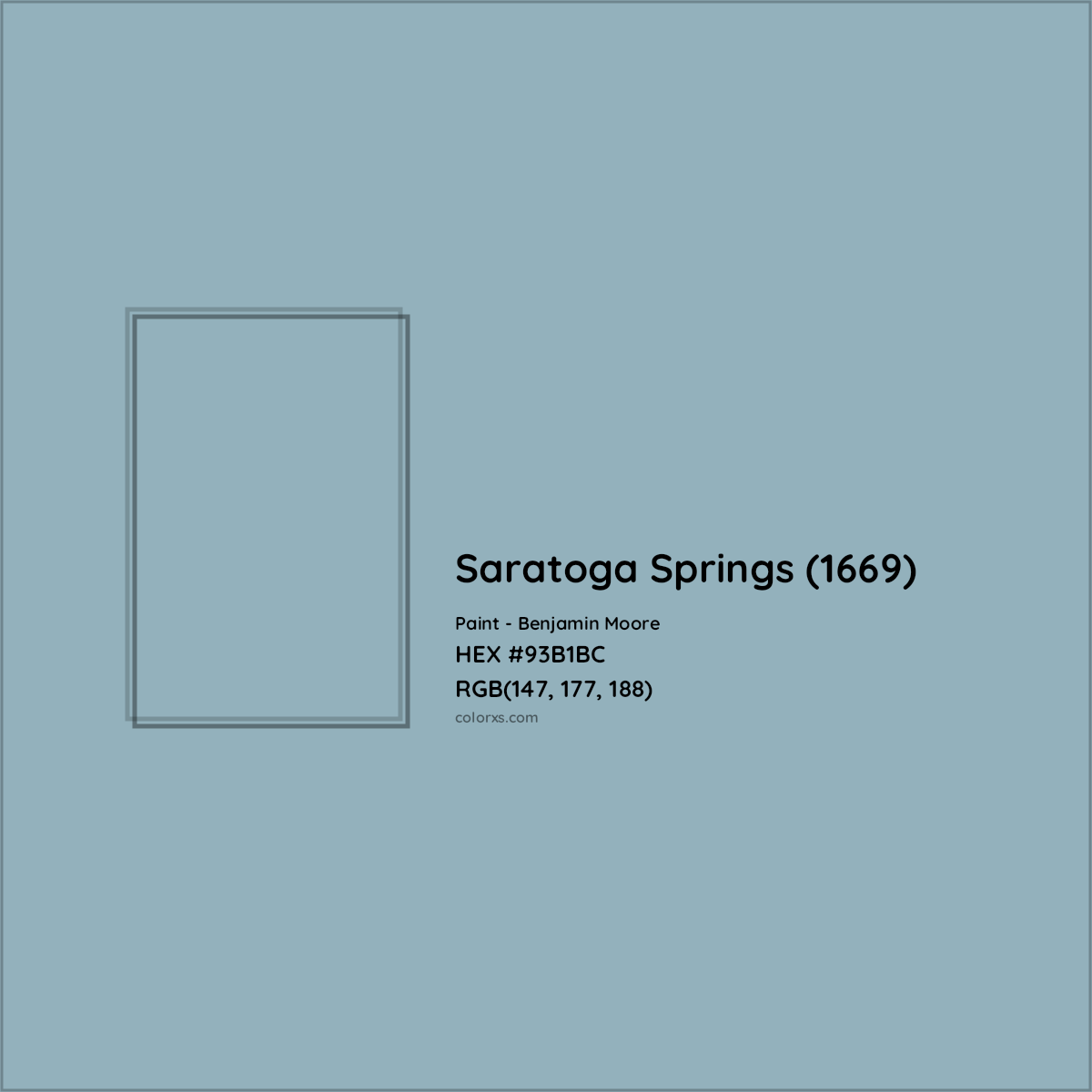 HEX #93B1BC Saratoga Springs (1669) Paint Benjamin Moore - Color Code