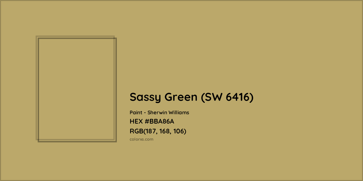 HEX #BBA86A Sassy Green (SW 6416) Paint Sherwin Williams - Color Code