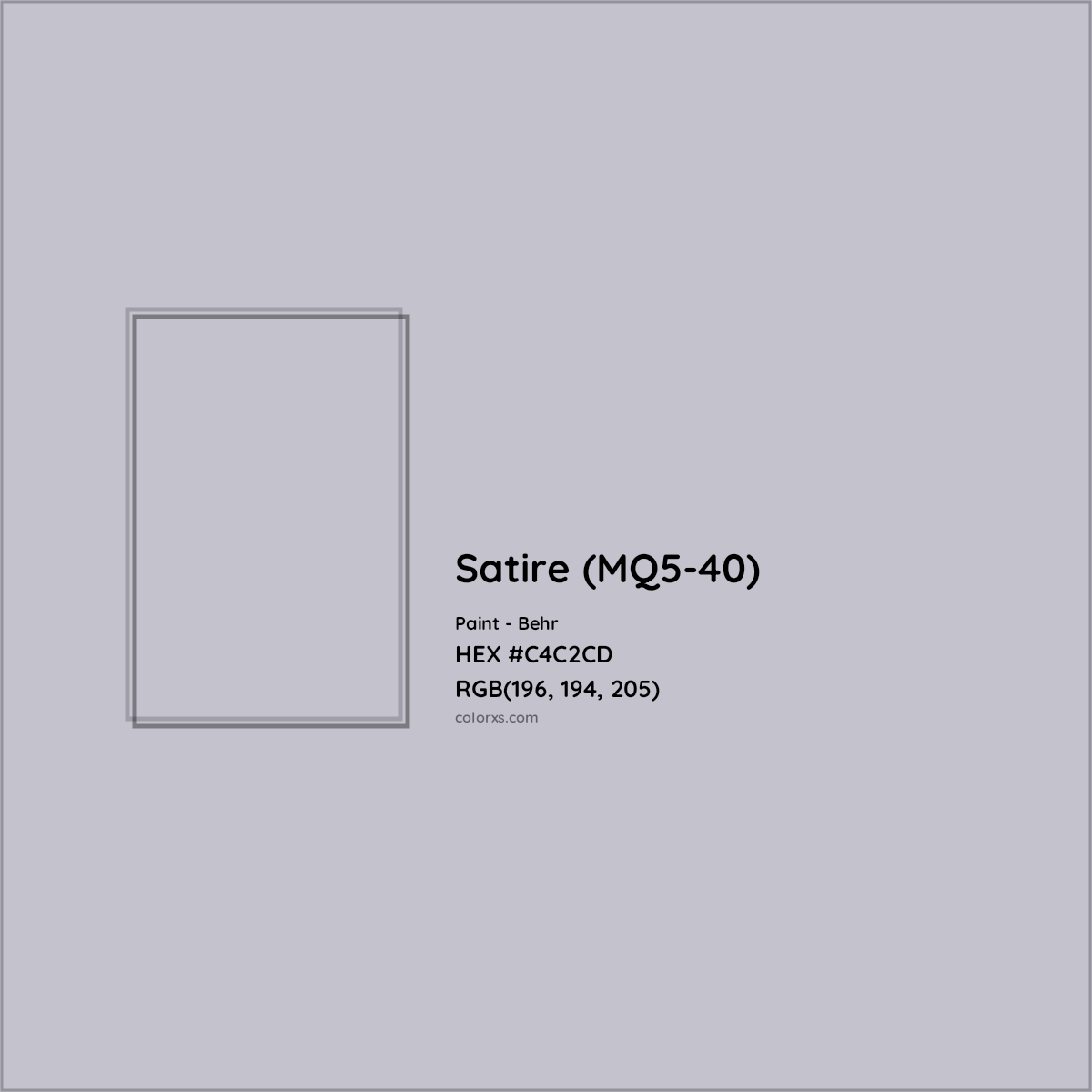 HEX #C4C2CD Satire (MQ5-40) Paint Behr - Color Code