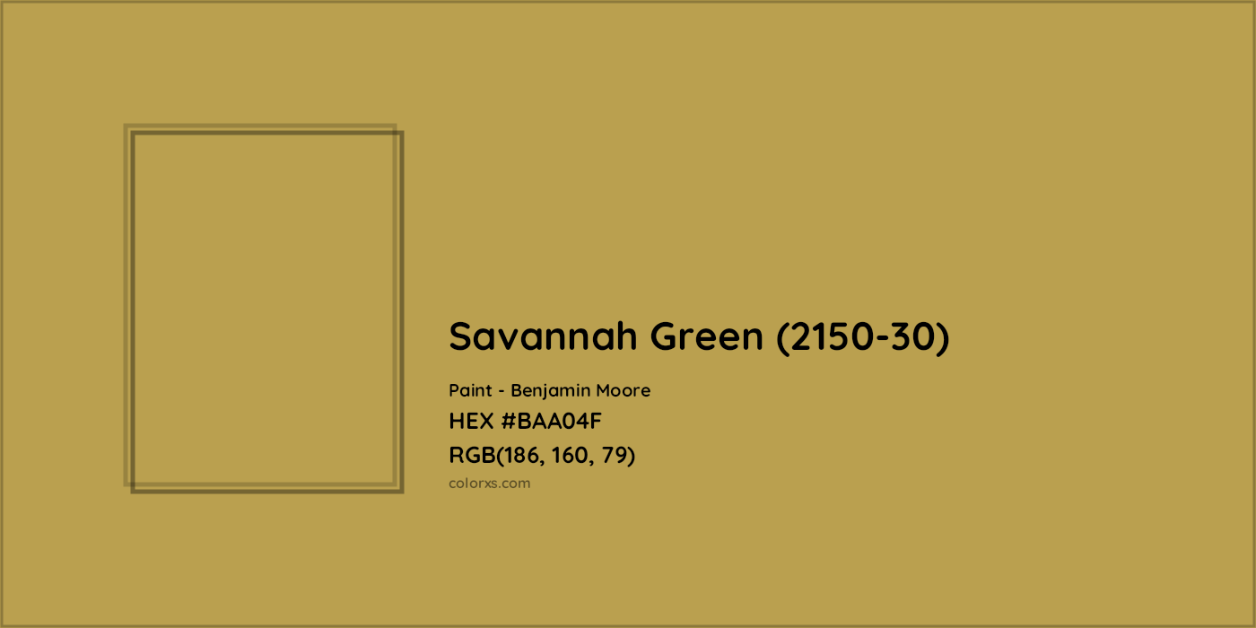 HEX #BAA04F Savannah Green (2150-30) Paint Benjamin Moore - Color Code