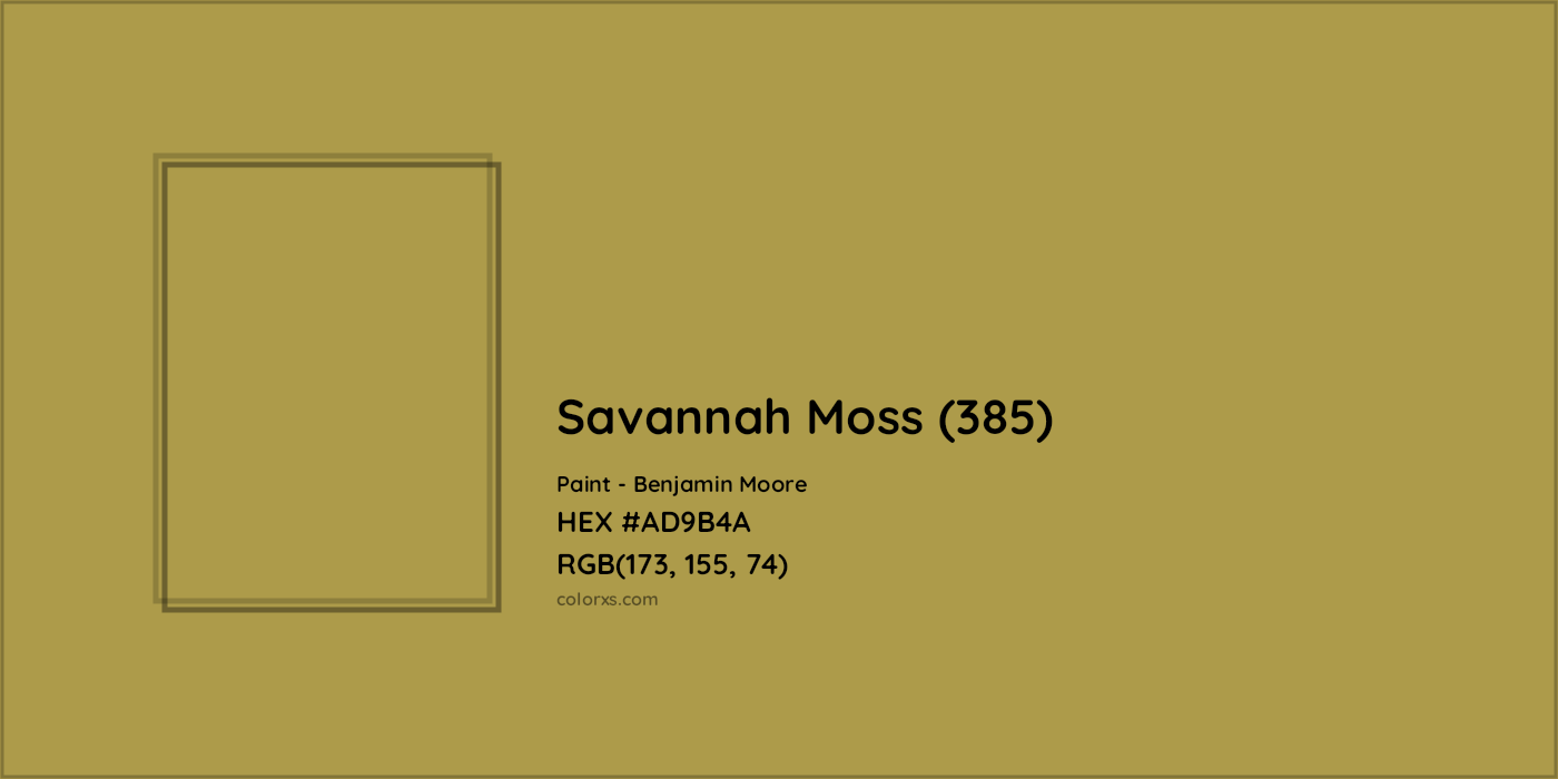 HEX #AD9B4A Savannah Moss (385) Paint Benjamin Moore - Color Code