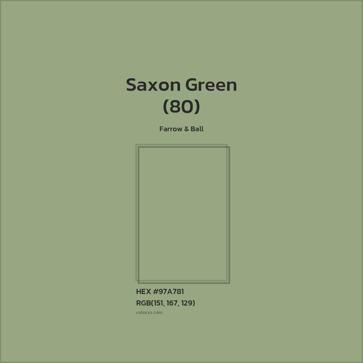 HEX #97A781 Saxon Green (80) Paint Farrow & Ball - Color Code