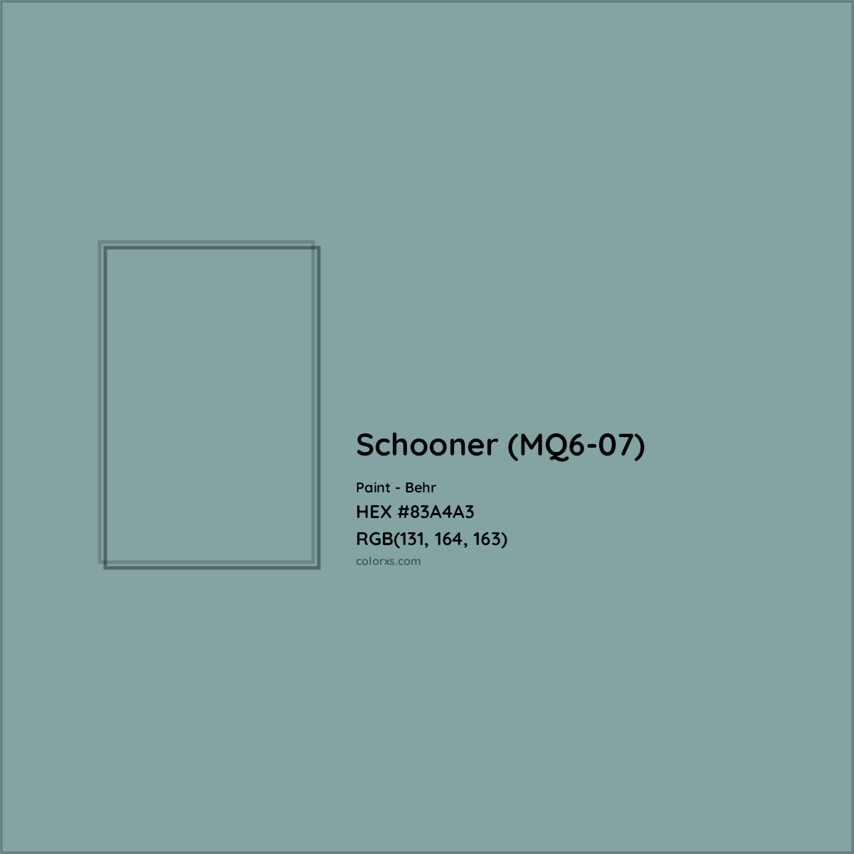HEX #83A4A3 Schooner (MQ6-07) Paint Behr - Color Code