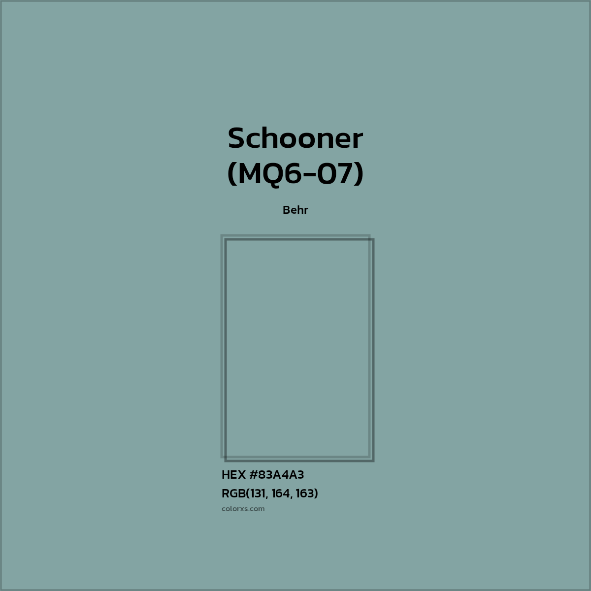 HEX #83A4A3 Schooner (MQ6-07) Paint Behr - Color Code
