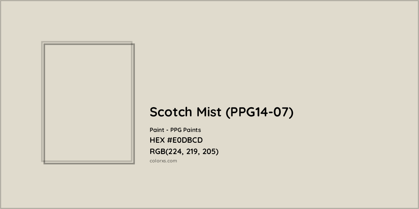 HEX #E0DBCD Scotch Mist (PPG14-07) Paint PPG Paints - Color Code