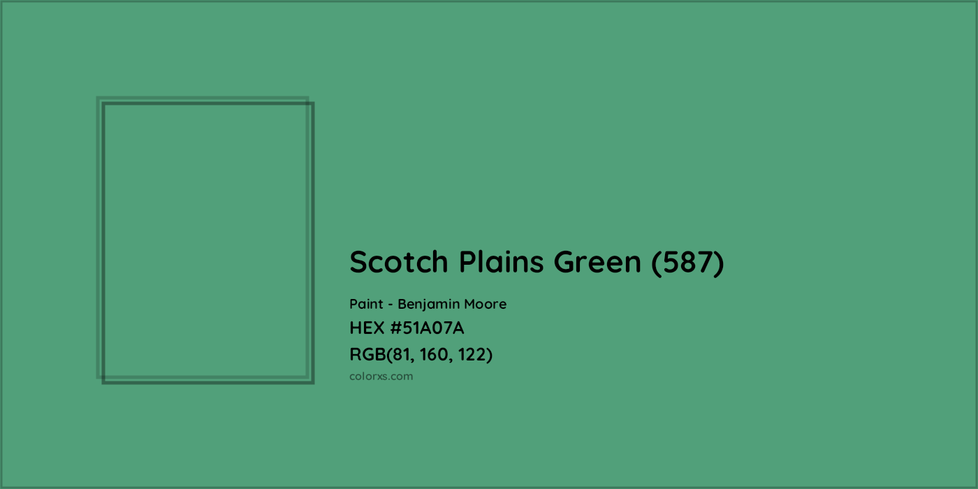 HEX #51A07A Scotch Plains Green (587) Paint Benjamin Moore - Color Code