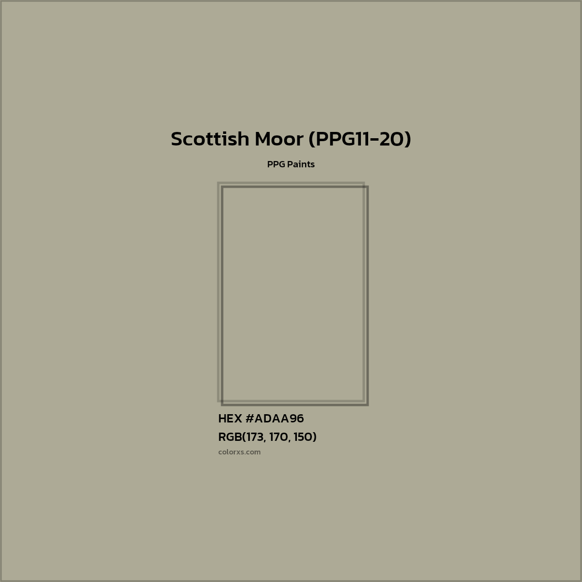 HEX #ADAA96 Scottish Moor (PPG11-20) Paint PPG Paints - Color Code