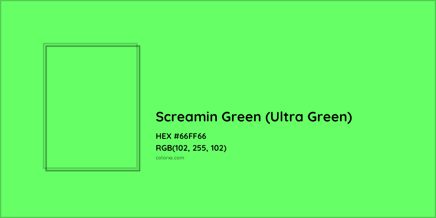 HEX #66FF66 Screamin Green (Ultra Green) Color Crayola Crayons - Color Code
