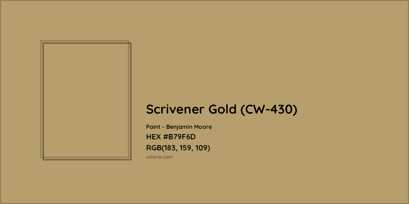 HEX #B79F6D Scrivener Gold (CW-430) Paint Benjamin Moore - Color Code