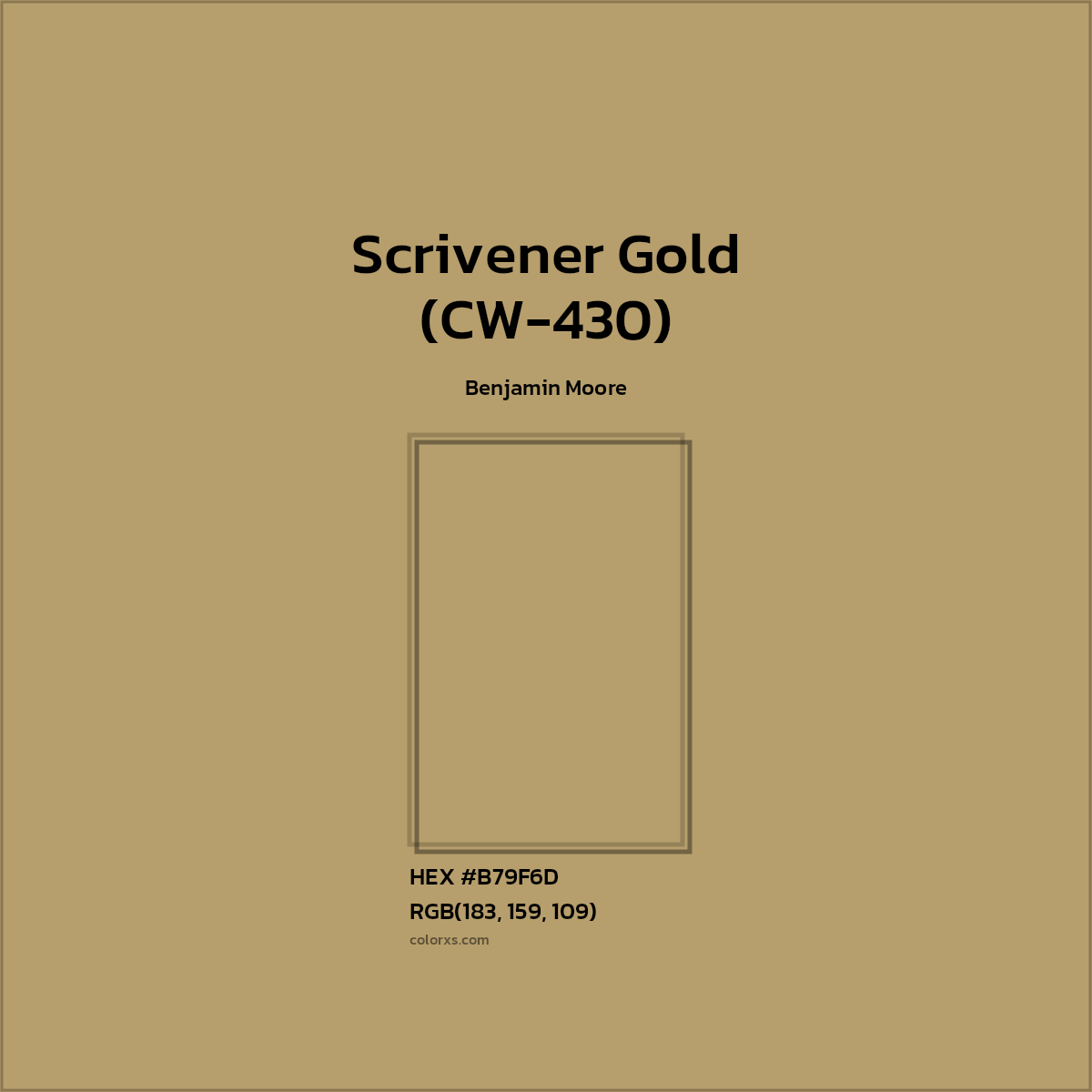 HEX #B79F6D Scrivener Gold (CW-430) Paint Benjamin Moore - Color Code