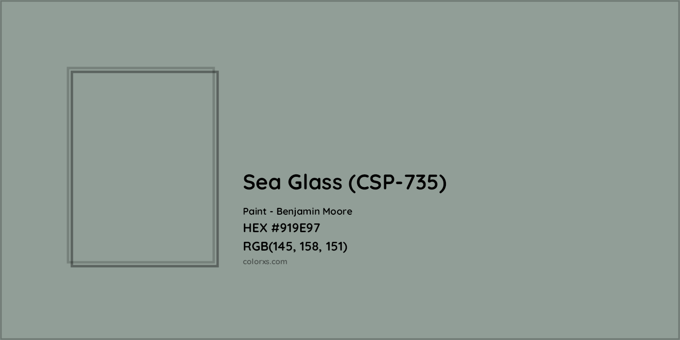 HEX #919E97 Sea Glass (CSP-735) Paint Benjamin Moore - Color Code