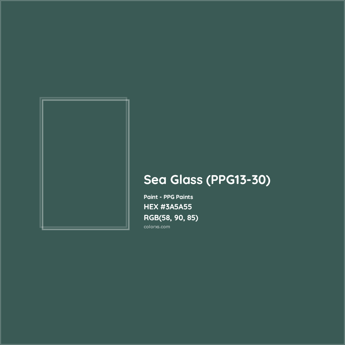 HEX #3A5A55 Sea Glass (PPG13-30) Paint PPG Paints - Color Code