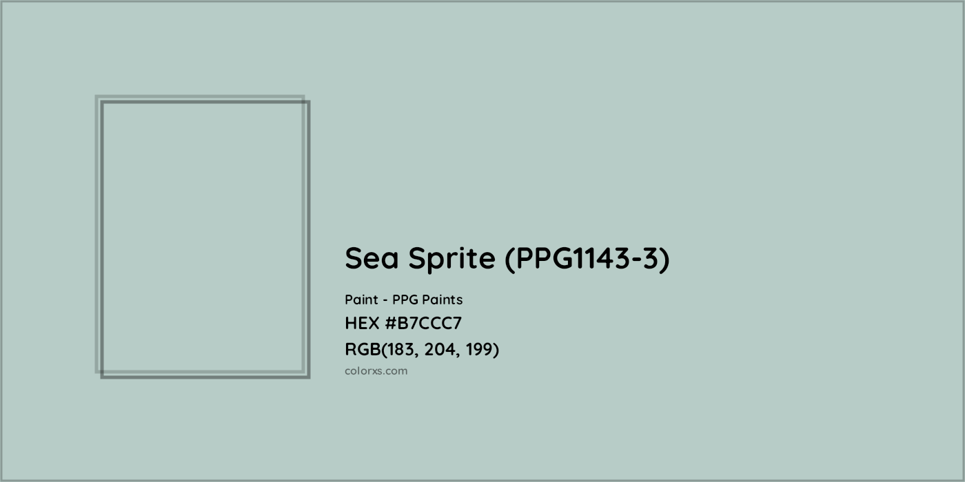 HEX #B7CCC7 Sea Sprite (PPG1143-3) Paint PPG Paints - Color Code