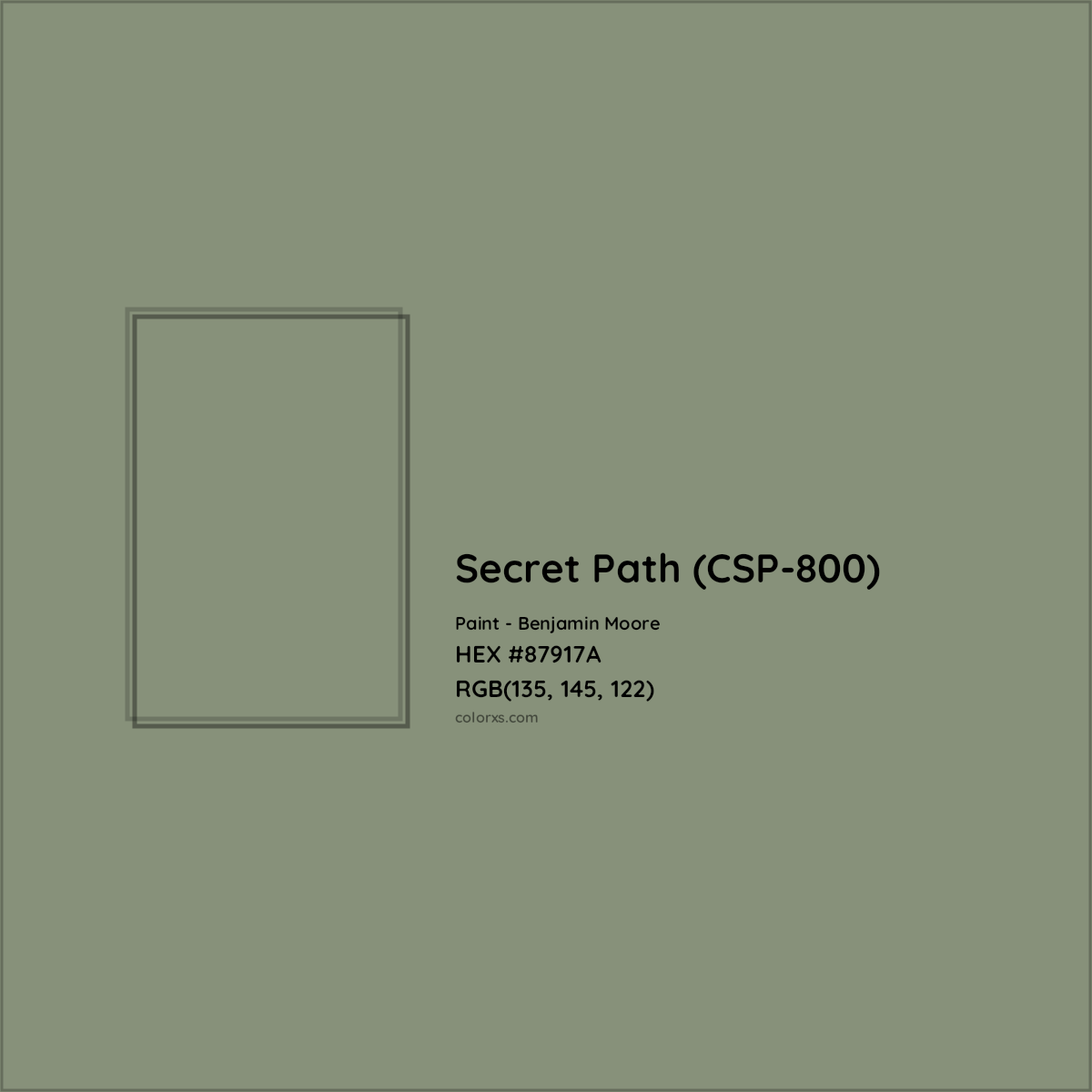HEX #87917A Secret Path (CSP-800) Paint Benjamin Moore - Color Code