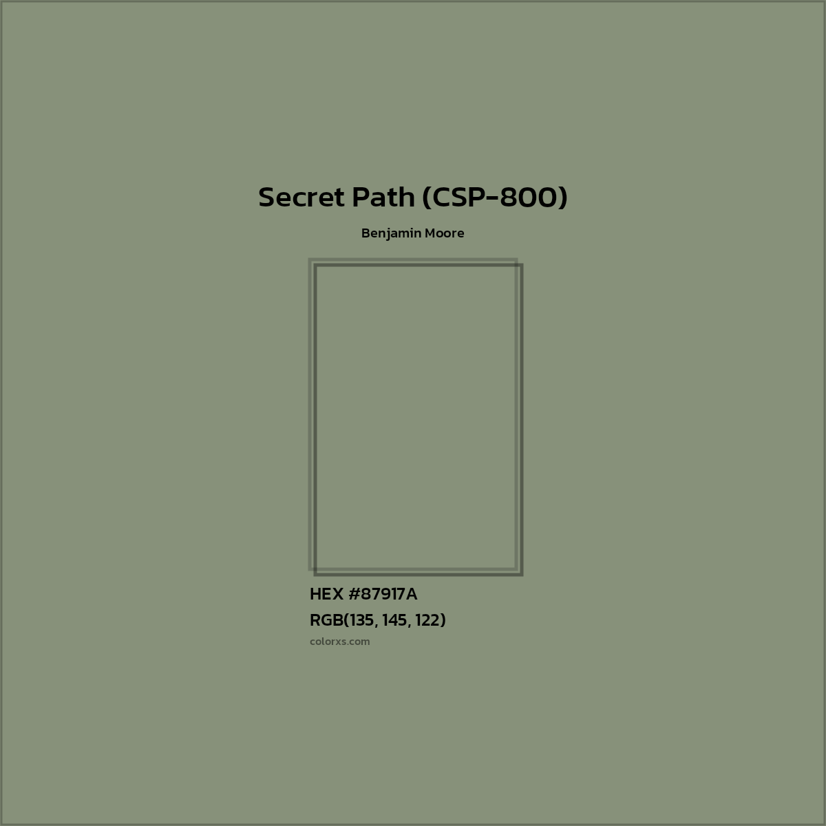 HEX #87917A Secret Path (CSP-800) Paint Benjamin Moore - Color Code