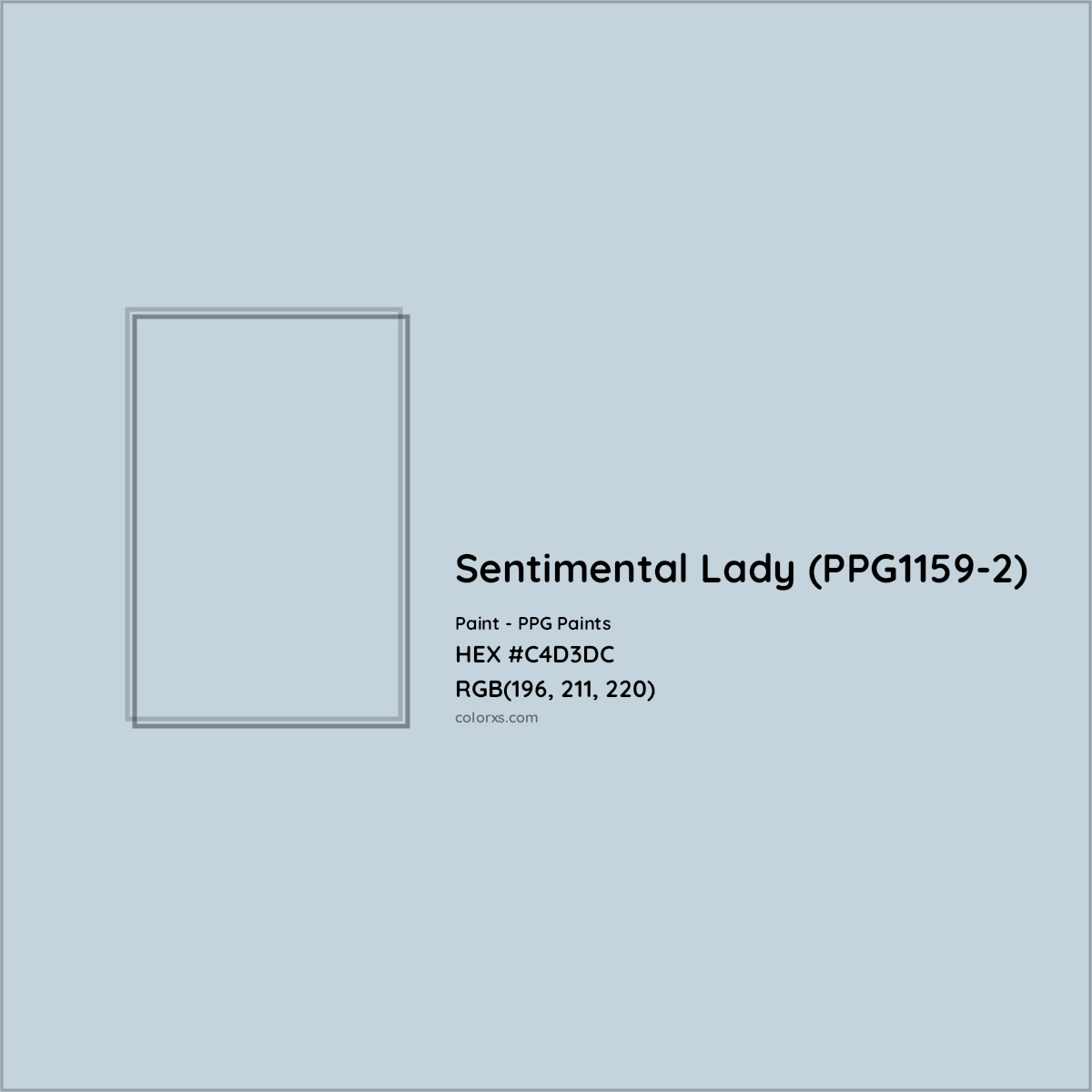 HEX #C4D3DC Sentimental Lady (PPG1159-2) Paint PPG Paints - Color Code