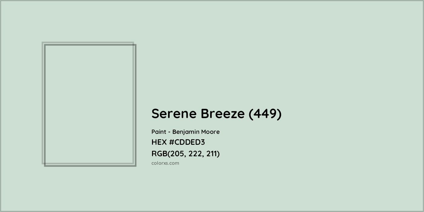 HEX #CDDED3 Serene Breeze (449) Paint Benjamin Moore - Color Code