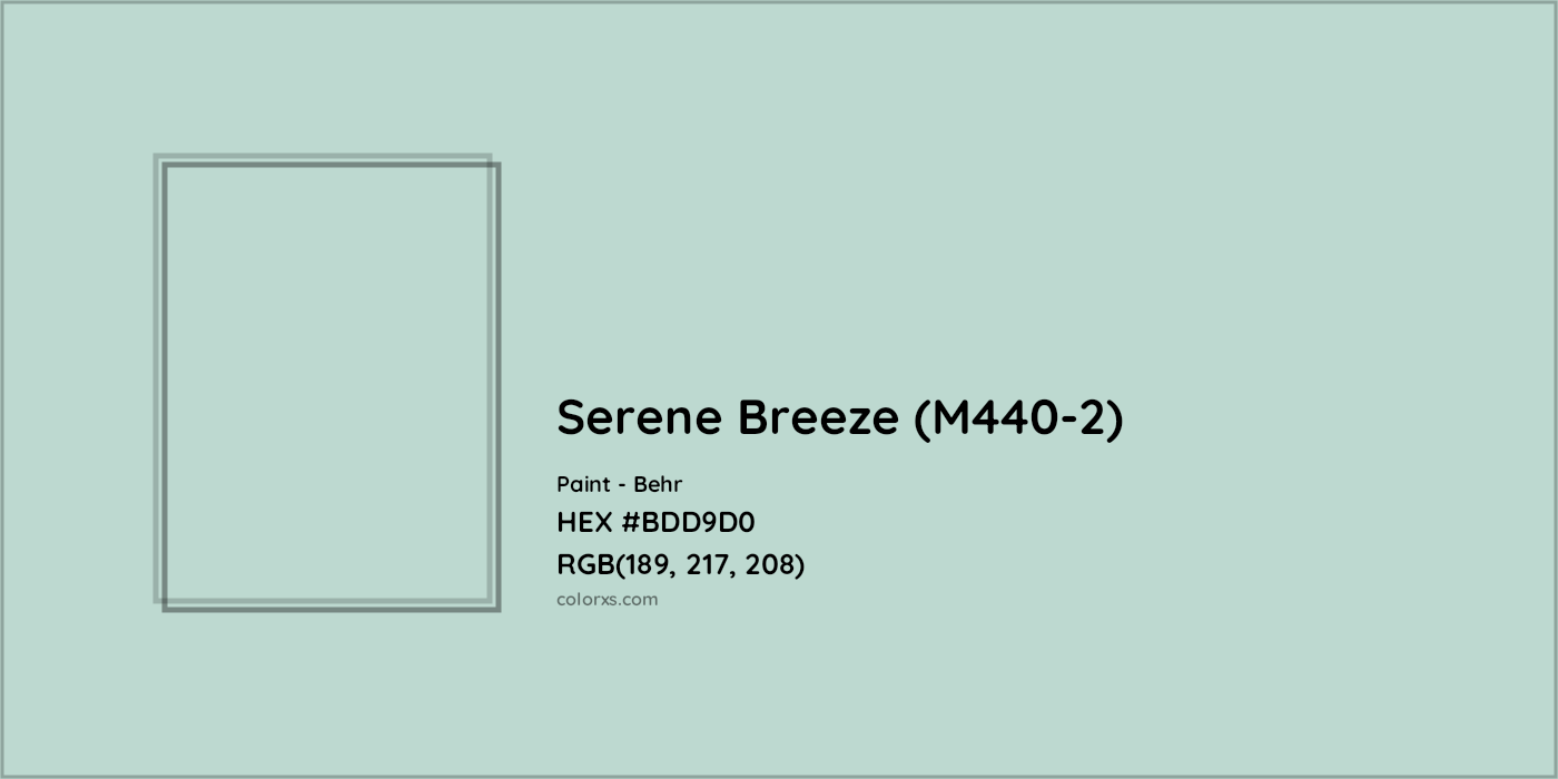 HEX #BDD9D0 Serene Breeze (M440-2) Paint Behr - Color Code