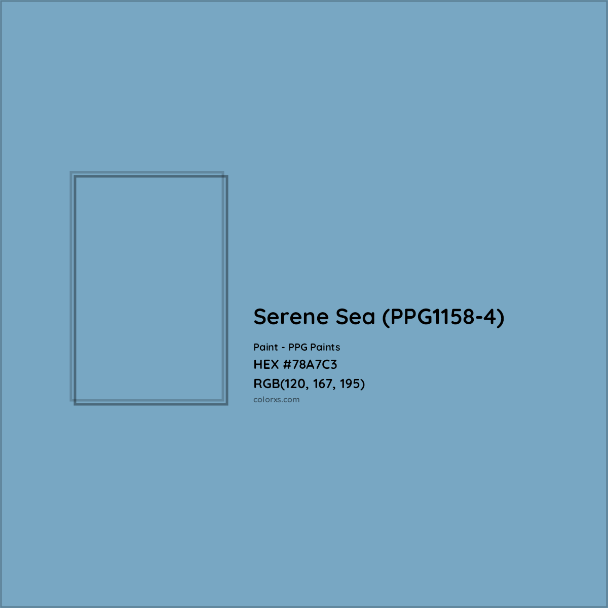 HEX #78A7C3 Serene Sea (PPG1158-4) Paint PPG Paints - Color Code