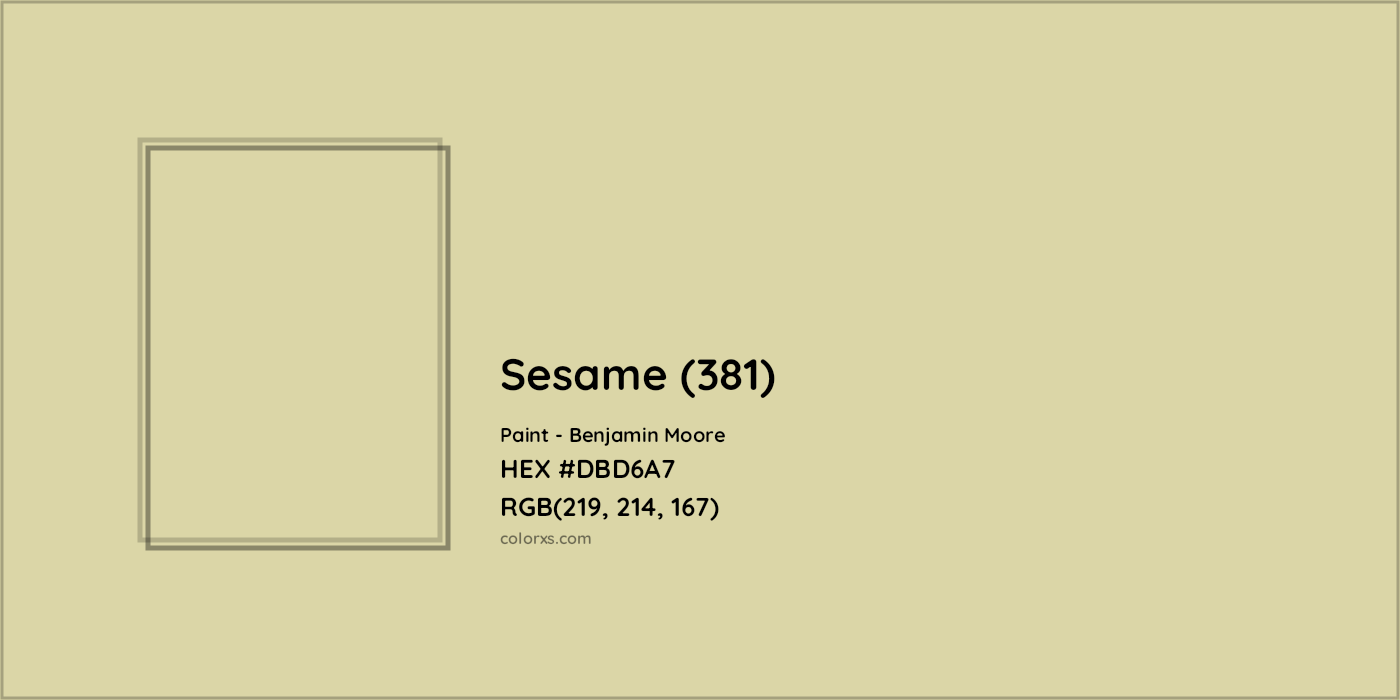 HEX #DBD6A7 Sesame (381) Paint Benjamin Moore - Color Code