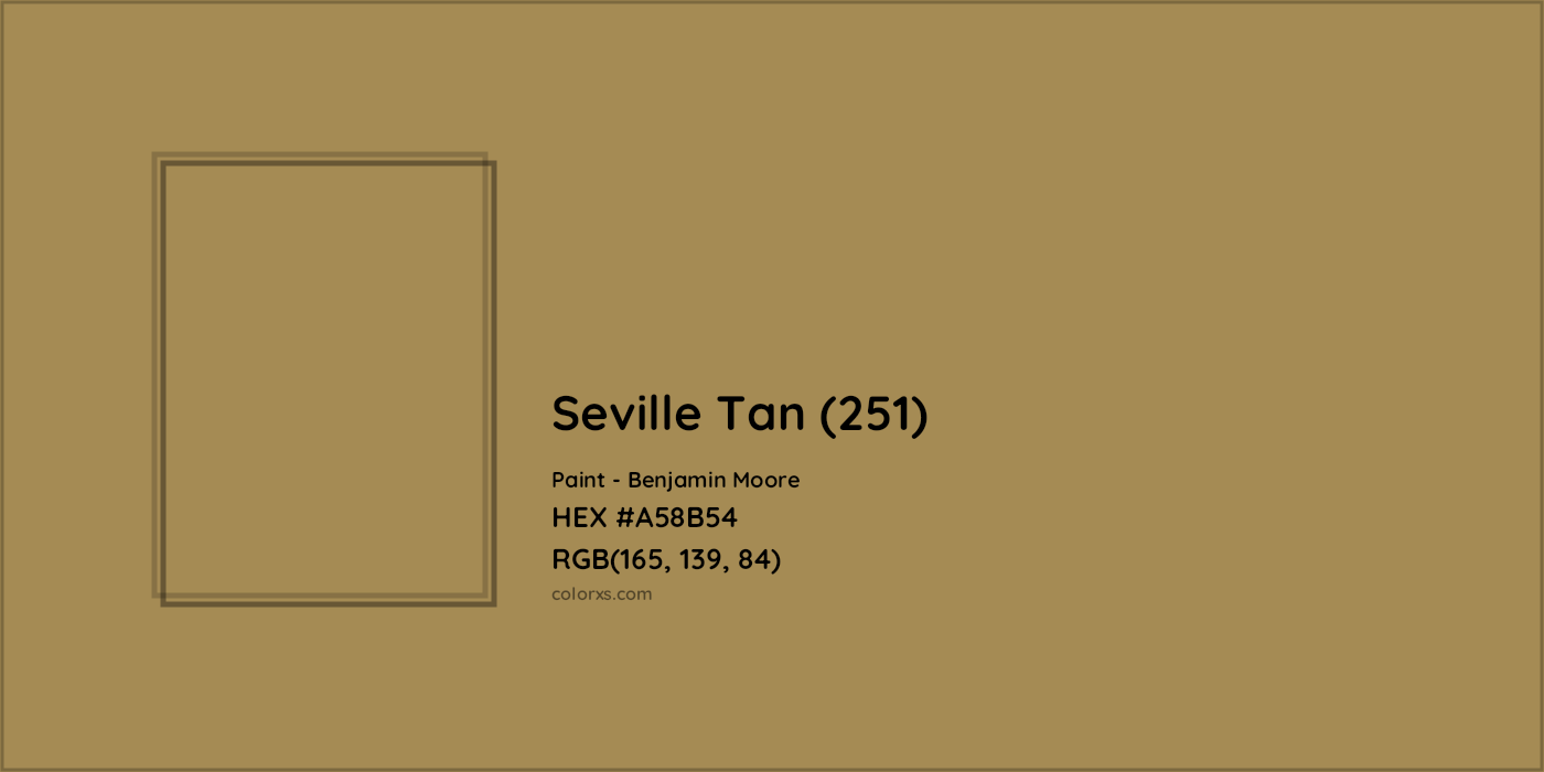HEX #A58B54 Seville Tan (251) Paint Benjamin Moore - Color Code
